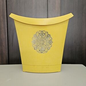 Lustro Ware Vintage MCM Retro Plastic Waste Basket Garbage Trash Bin Marigold